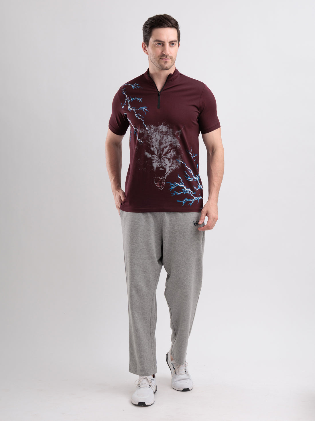 Thunderwolf Quarter Zip Tshirt Wine