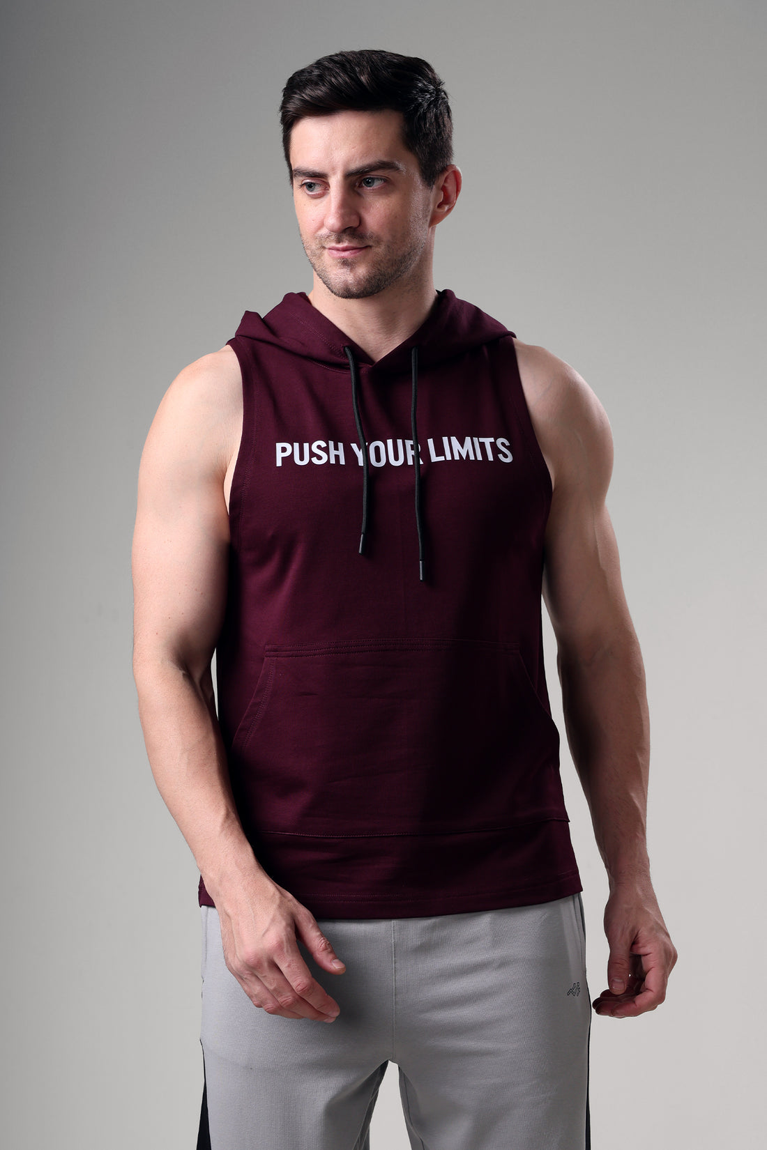 Push Sleeveless Hoodie Wine