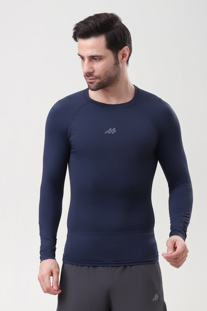 Nylon Compression Fullsleeves T-shirt Navy Blue