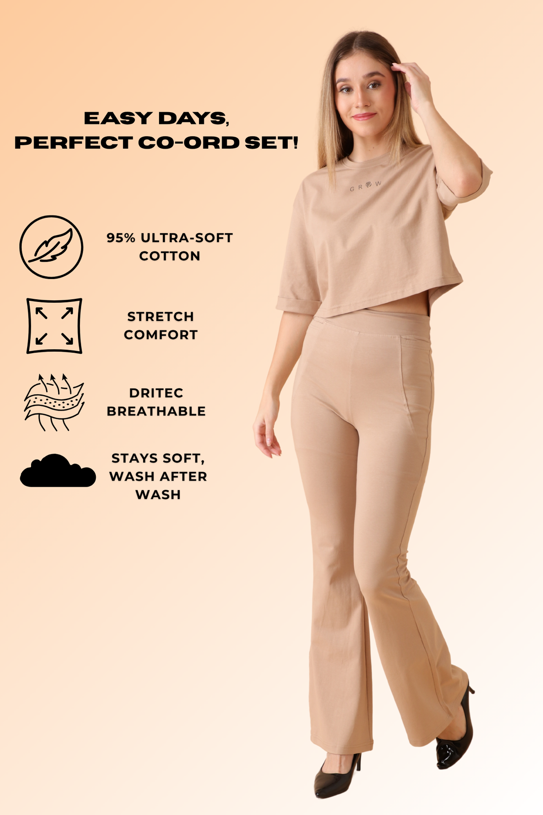 GROW Lounge Luxe Co-ord Set Beige Beauty