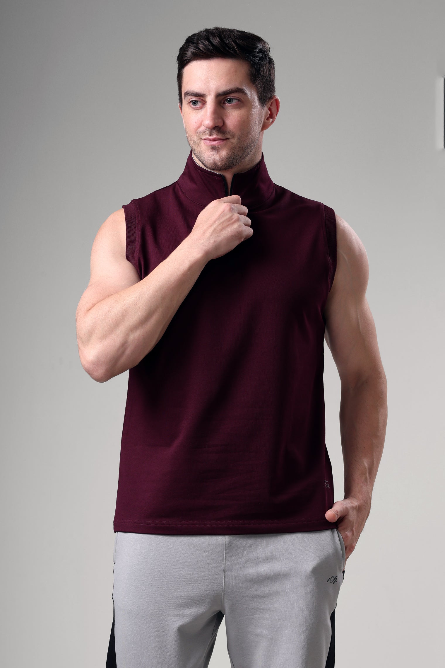 Grow 1/4 Zip Sleeveless Sweater Vest Wine