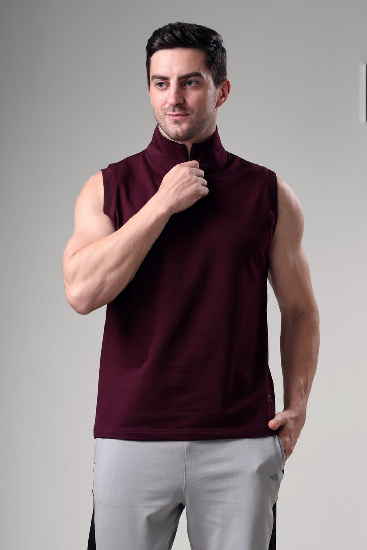 Grow 1/4 Zip Sleeveless Sweater Vest Wine