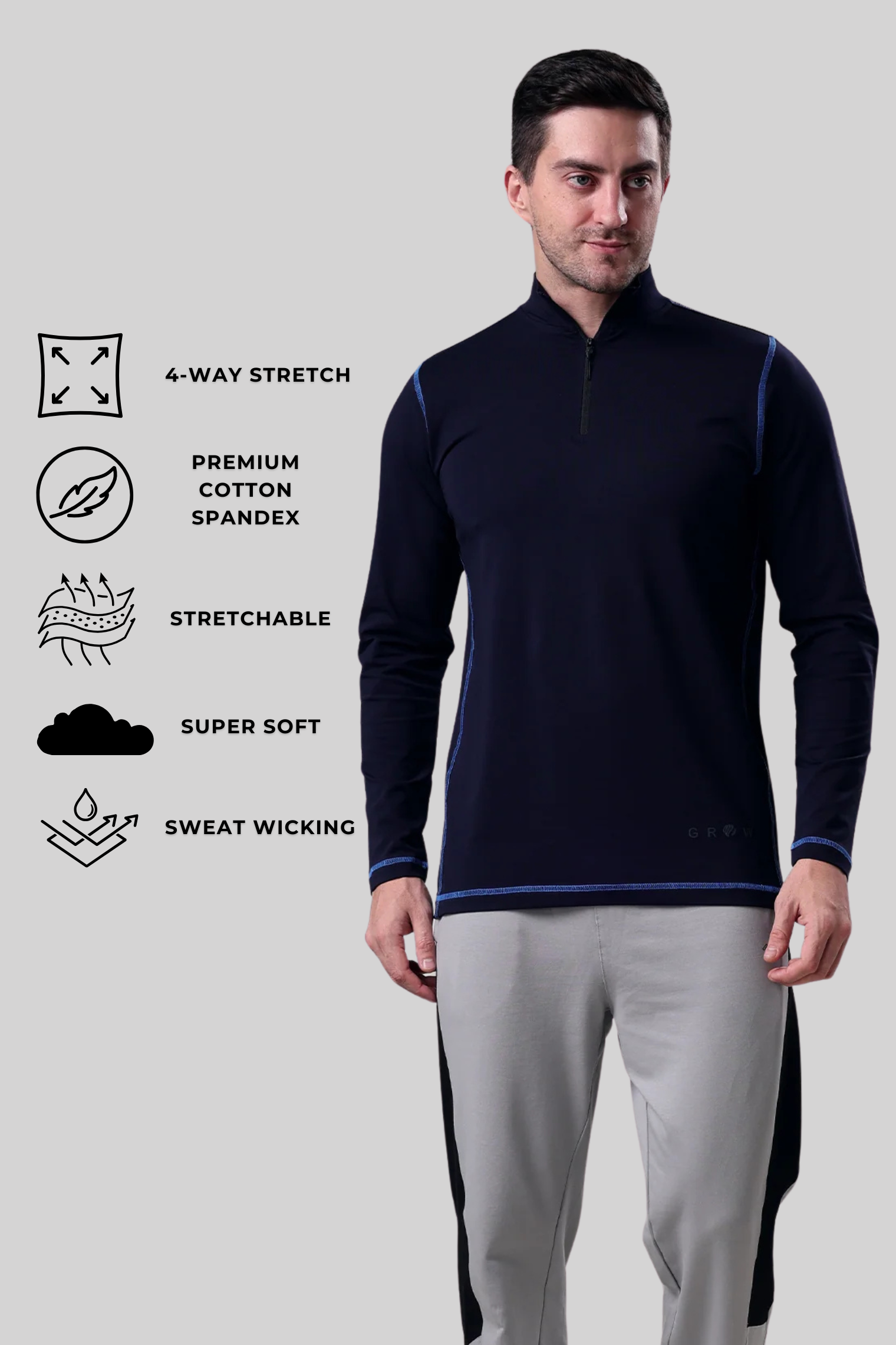 Grow 5T Quarter Zip T-shirt Navy