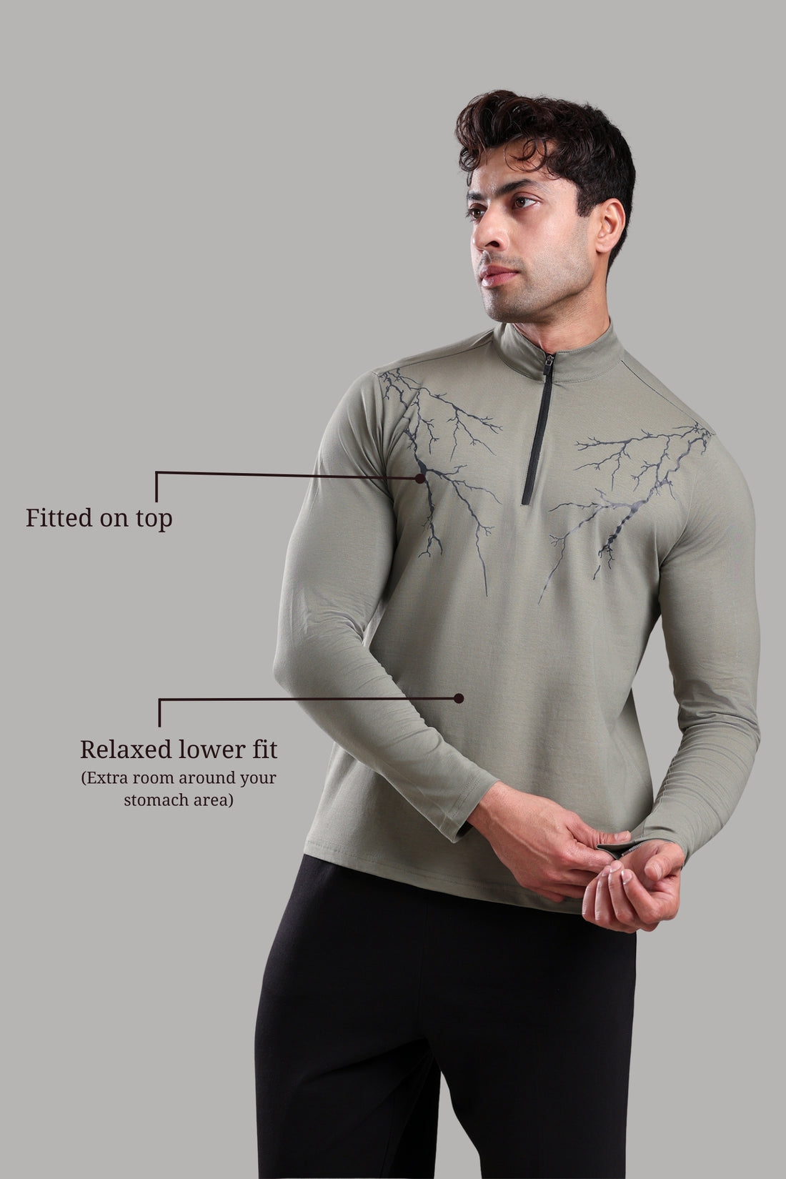 GROW ThunderFlex Zip Tshirt Mid Grey