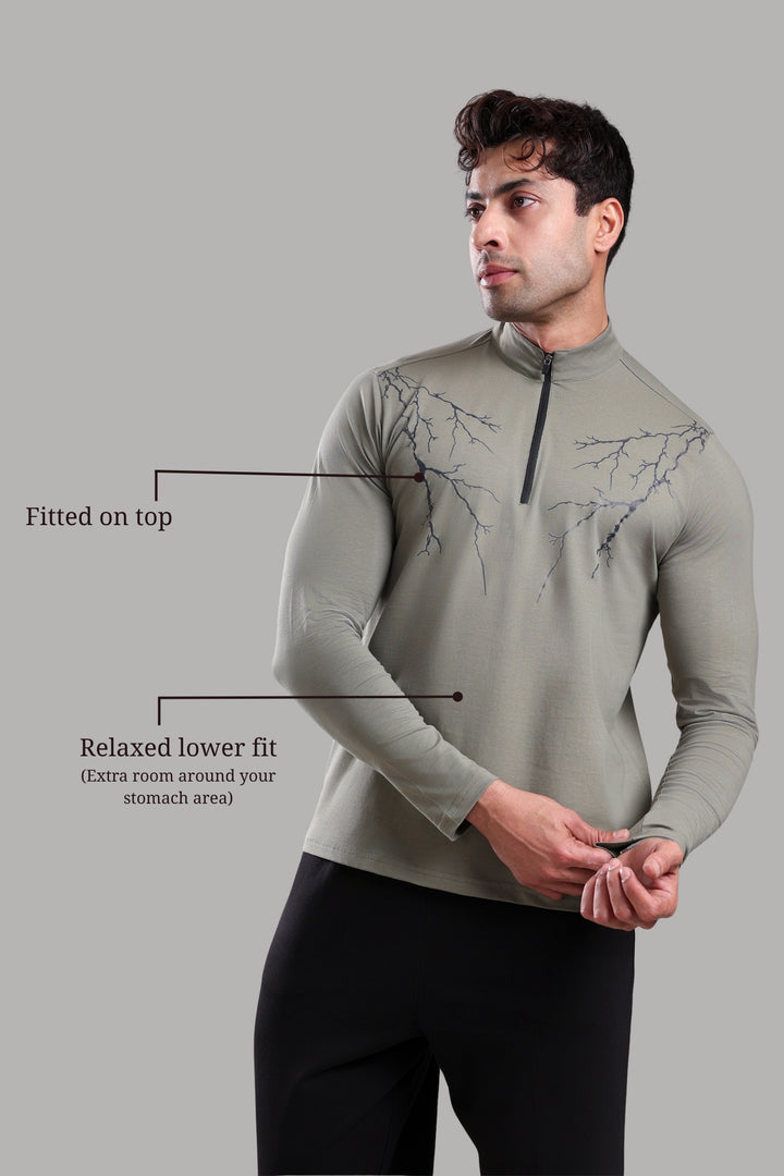 GROW ThunderFlex Zip Tshirt Mid Grey