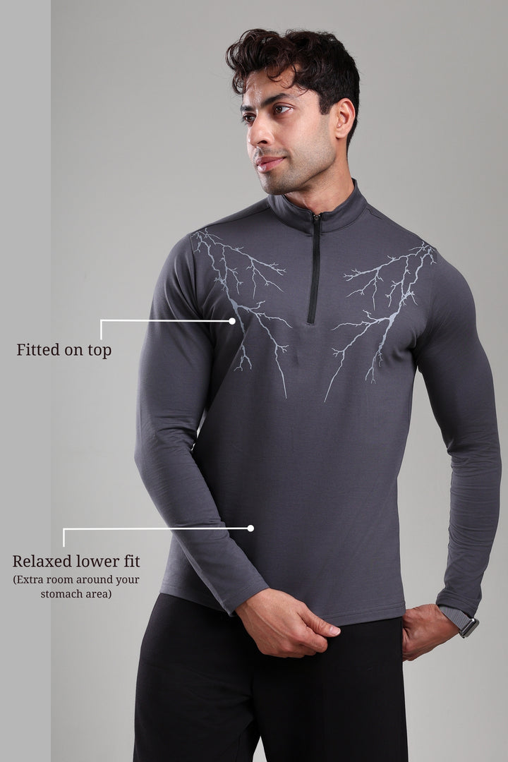 GROW ThunderFlex Zip Tshirt Dark Grey