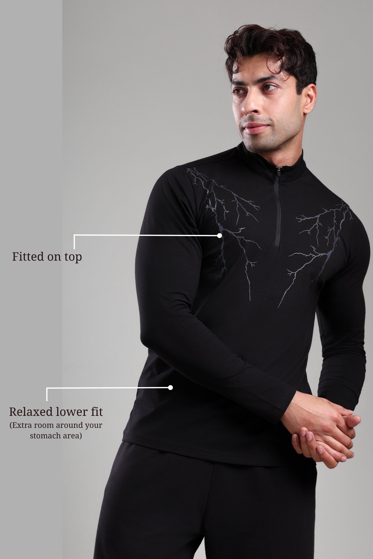 GROW ThunderFlex Zip Tshirt Black