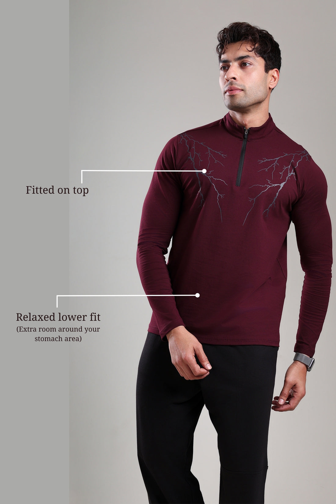 GROW ThunderFlex Zip Tshirt Wine