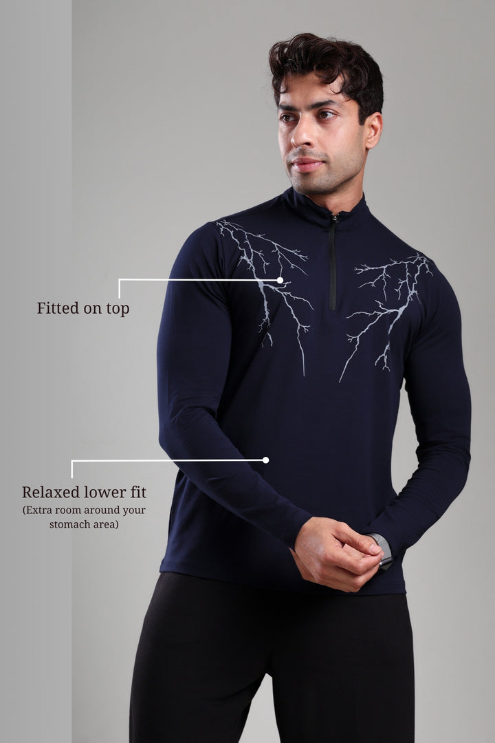 GROW ThunderFlex Zip Tshirt Navy