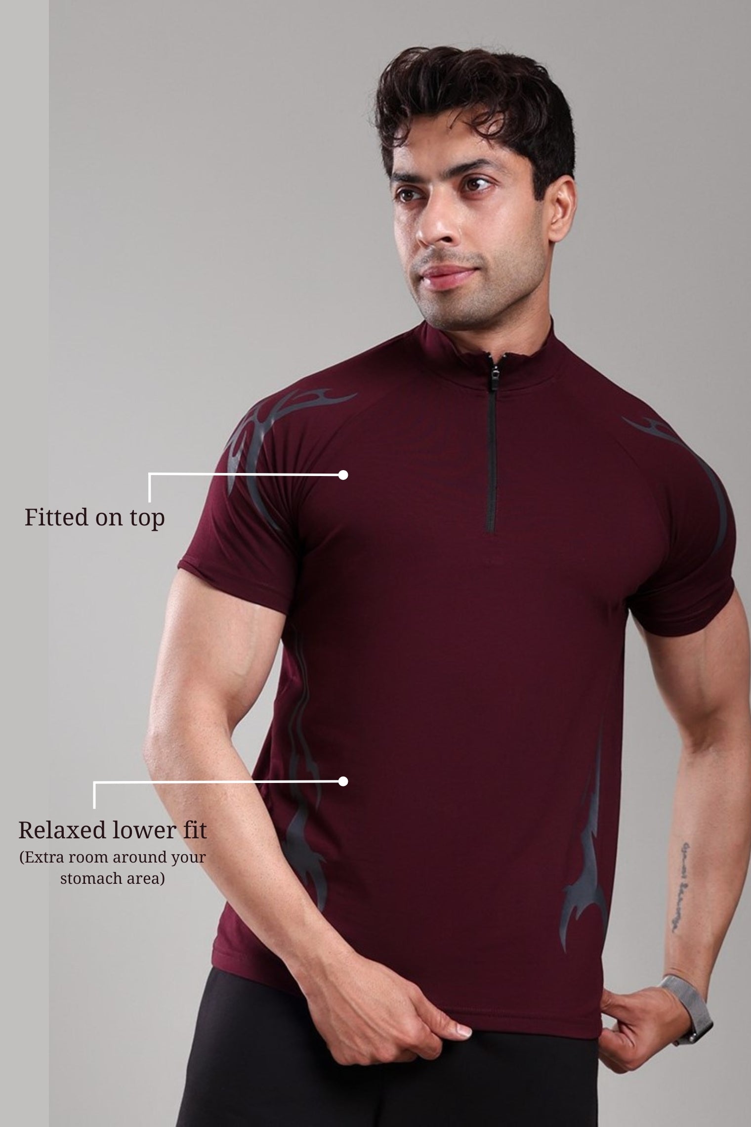 GROW ShadowTribe Zip Tshirt Wine