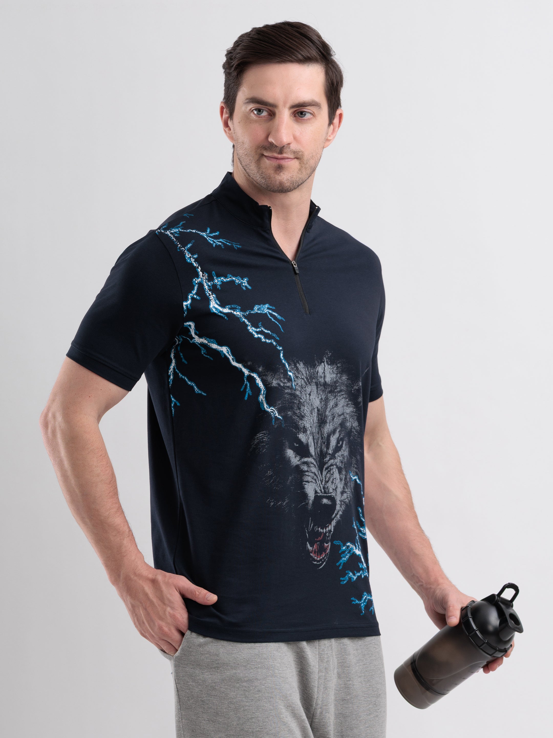 Thunderwolf Quarter Zip Tshirt Navy