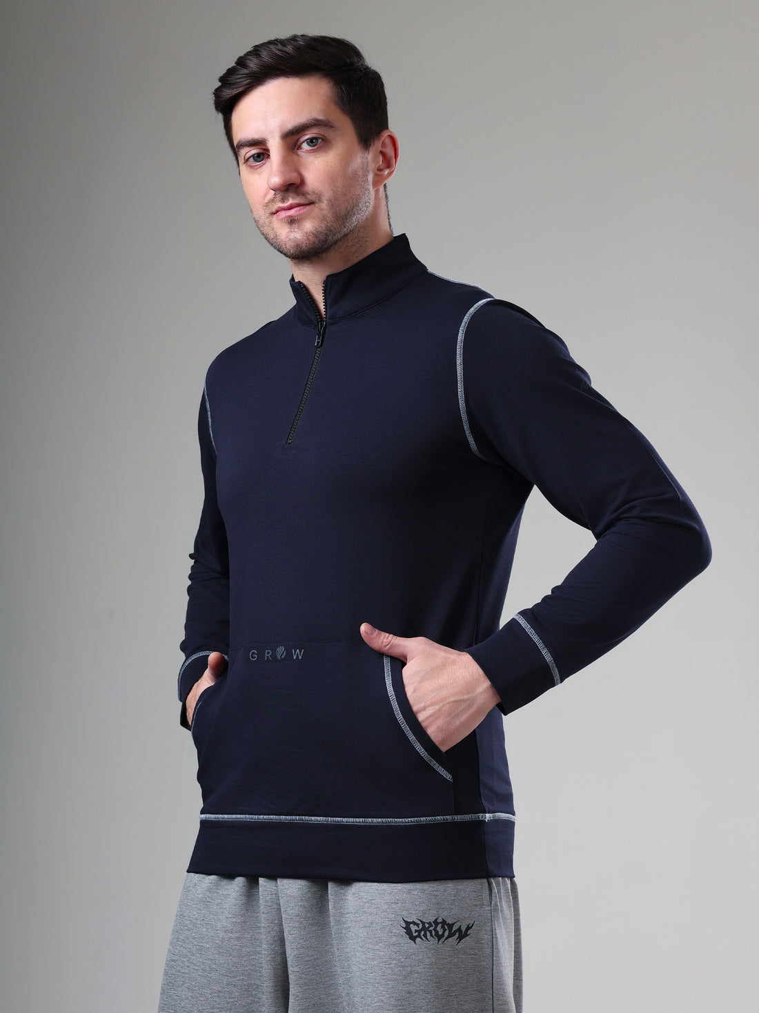 Grow 5T Pullover Navy Grey