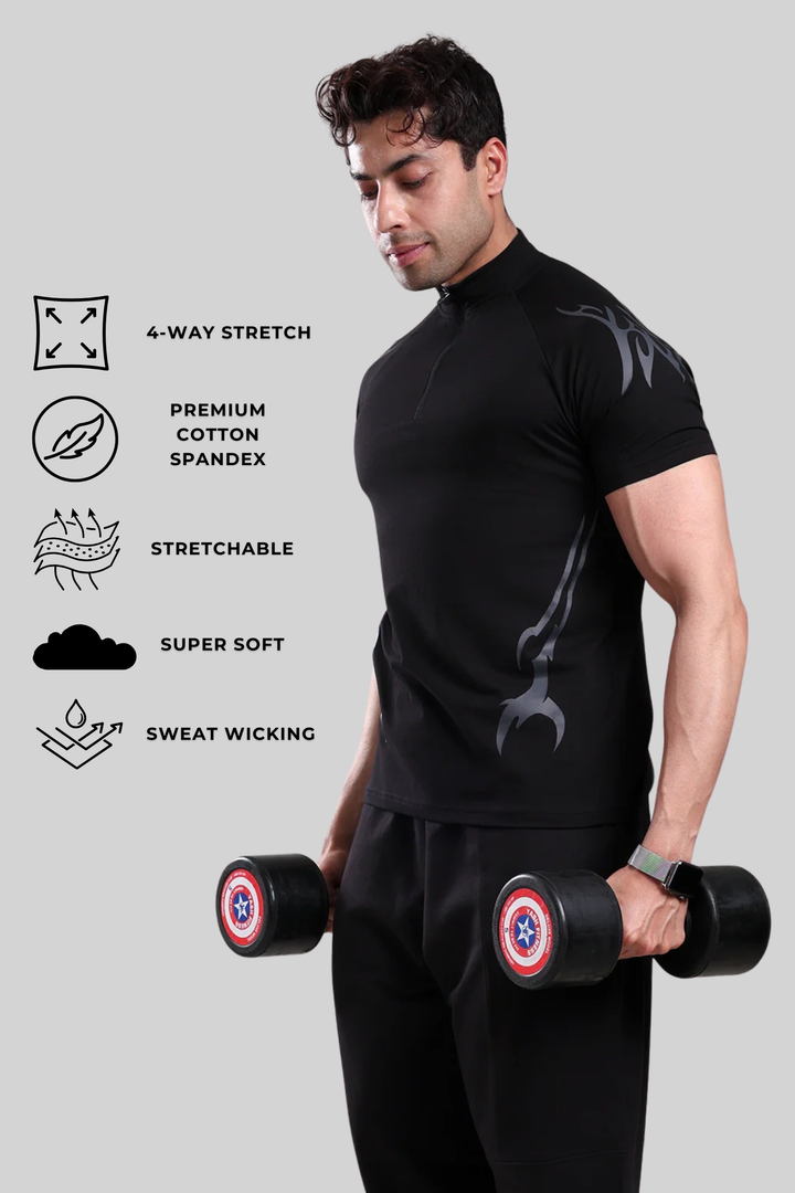 GROW ShadowTribe Zip Tshirt Black