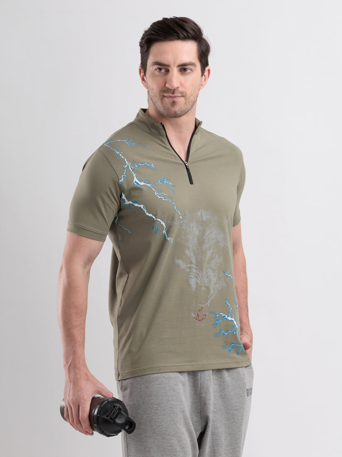 Thunderwolf Quarter Zip Tshirt Mid Grey