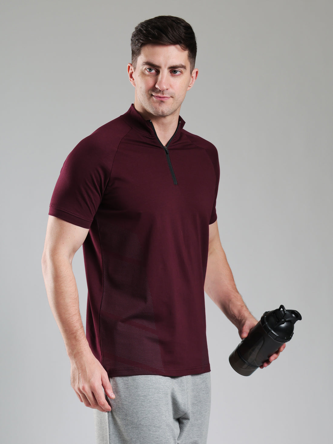 Half Quarter Zip Performance T-Shirt Wine
