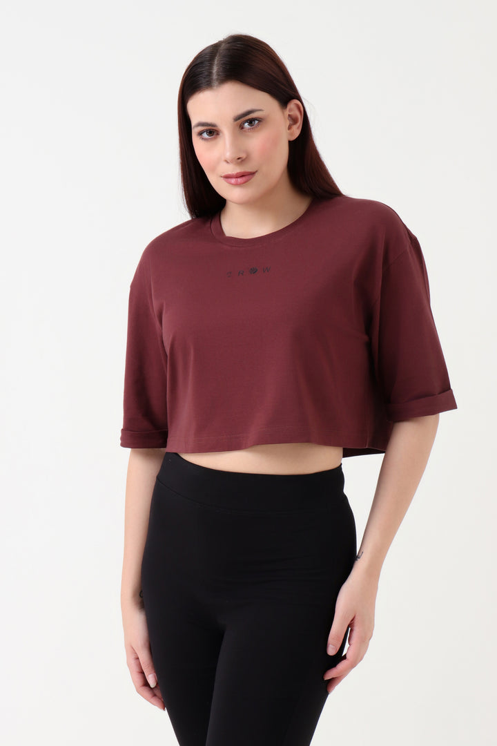 Ease Oversized Crop Top Coffee
