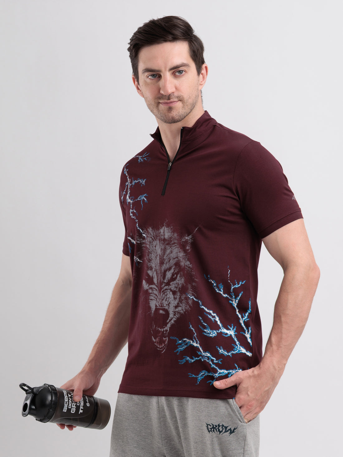 Thunderwolf Quarter Zip Tshirt Wine
