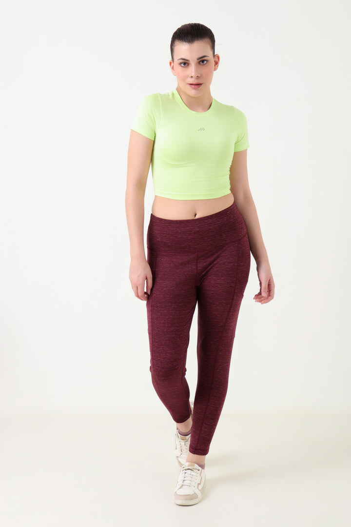 Melange Leggings Maroon