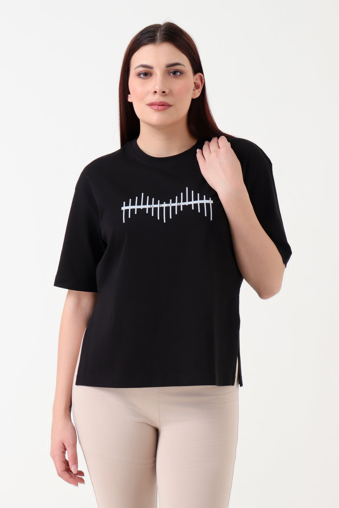 Oversized Slit Tshirt Black