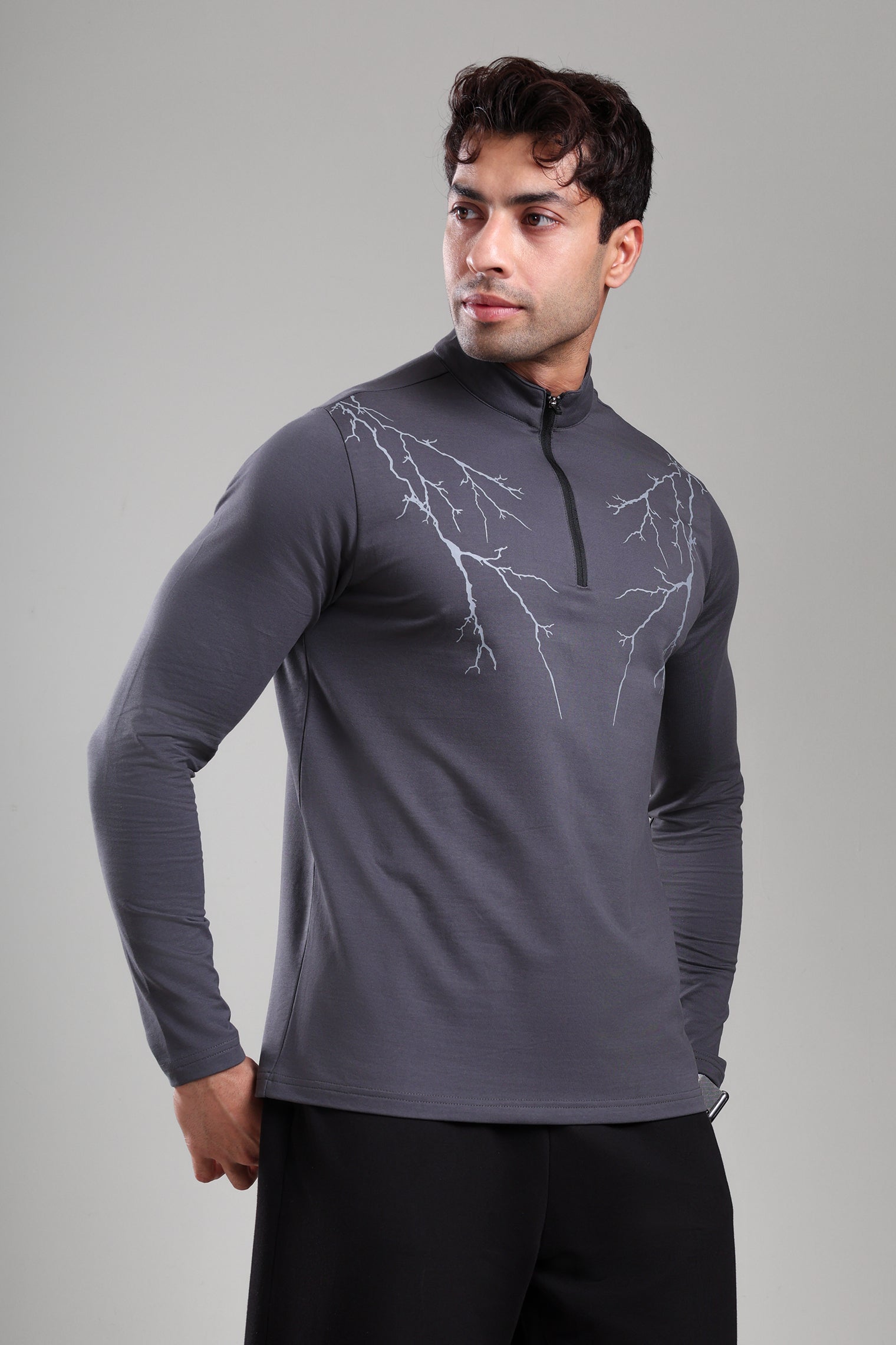 GROW ThunderFlex Zip Tshirt Dark Grey