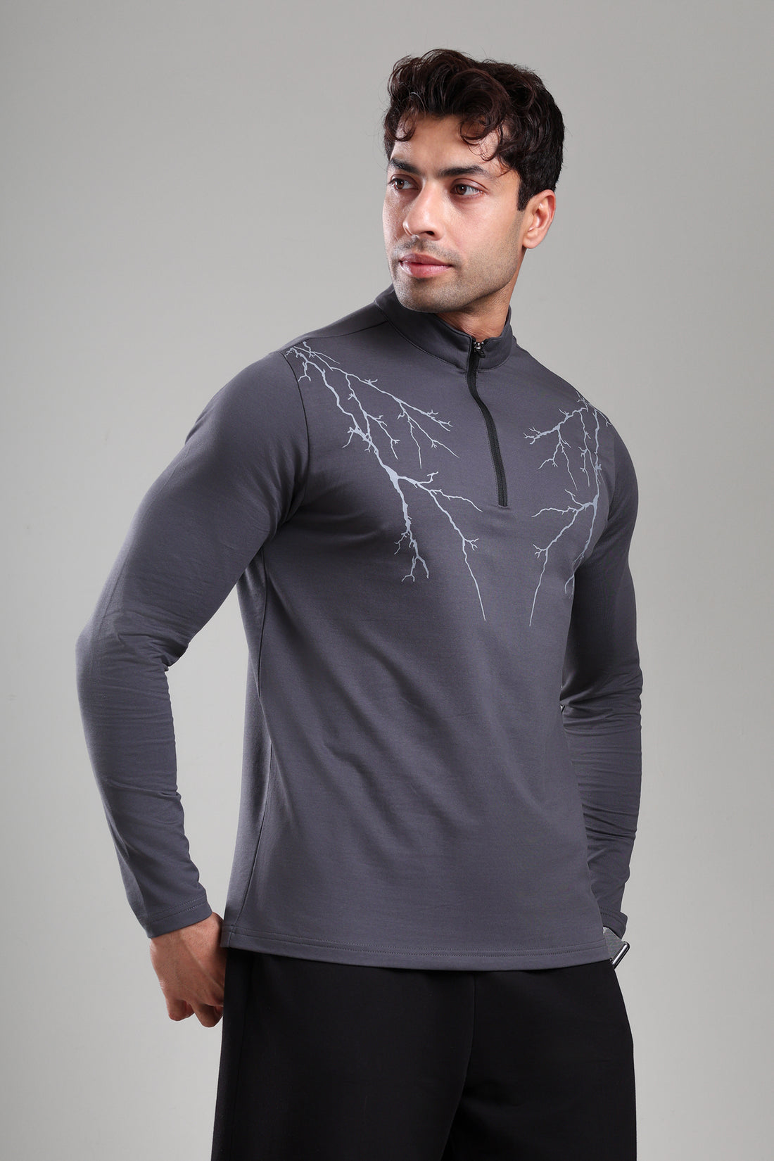 GROW ThunderFlex Zip Tshirt Dark Grey