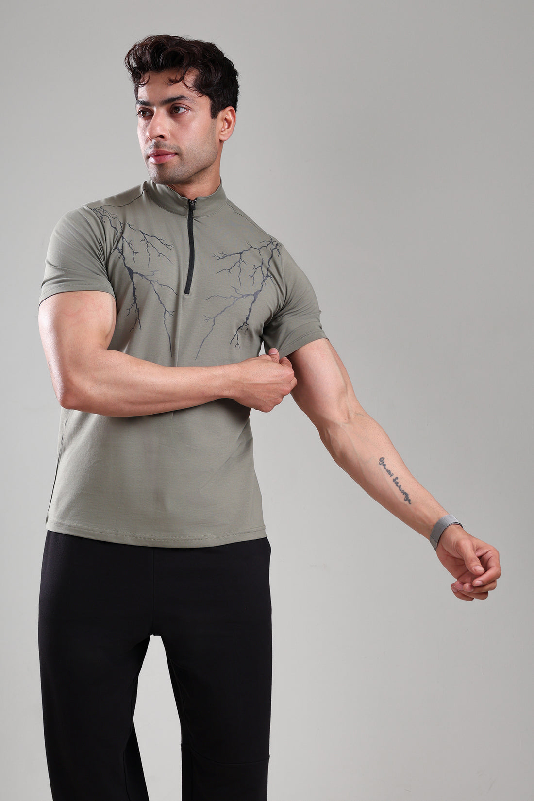 GROW AlphaFlex Quarter Zip Tshirt Mid Grey