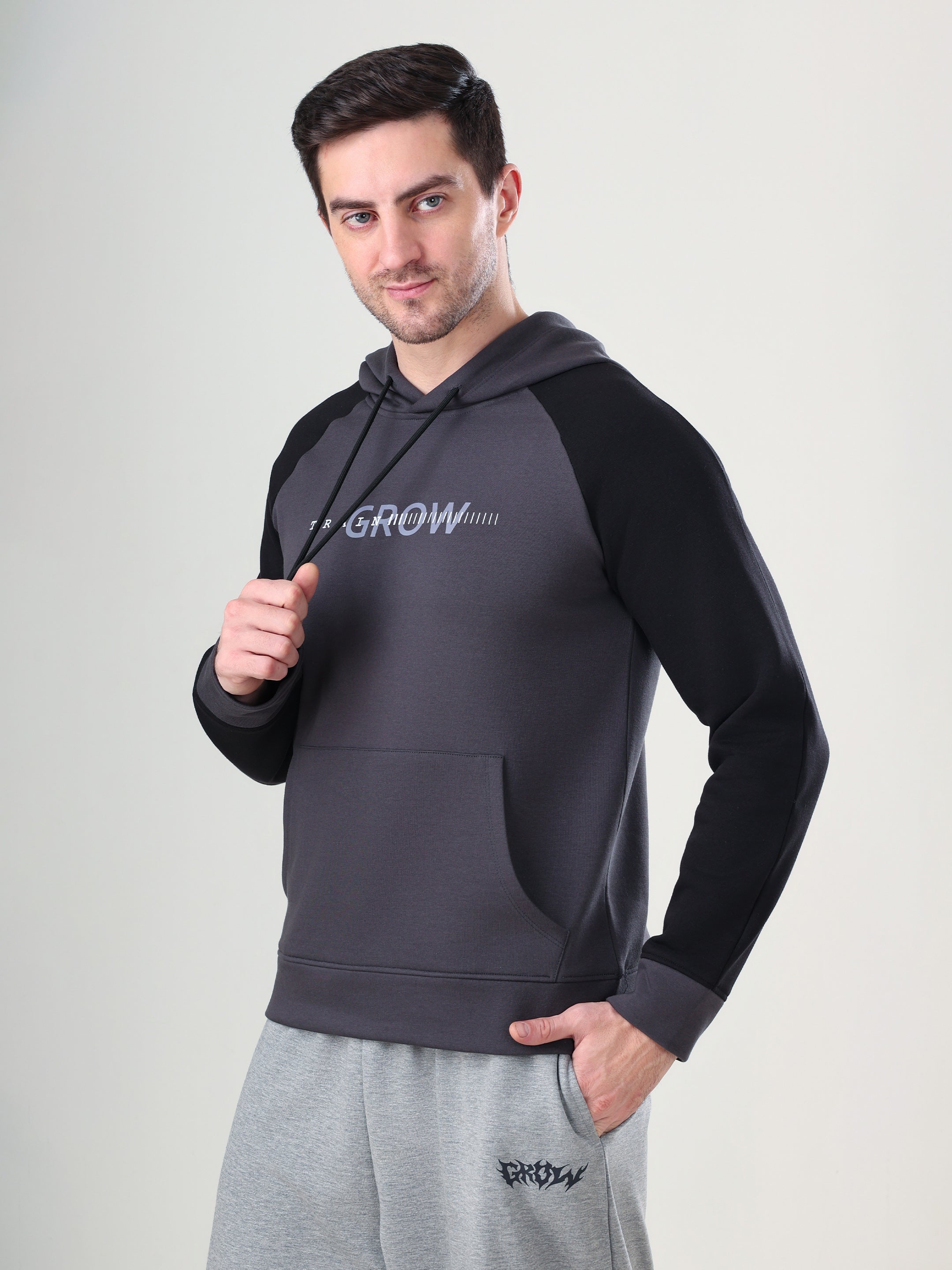 Grow Raglan Comfy Hoodie Dark Grey