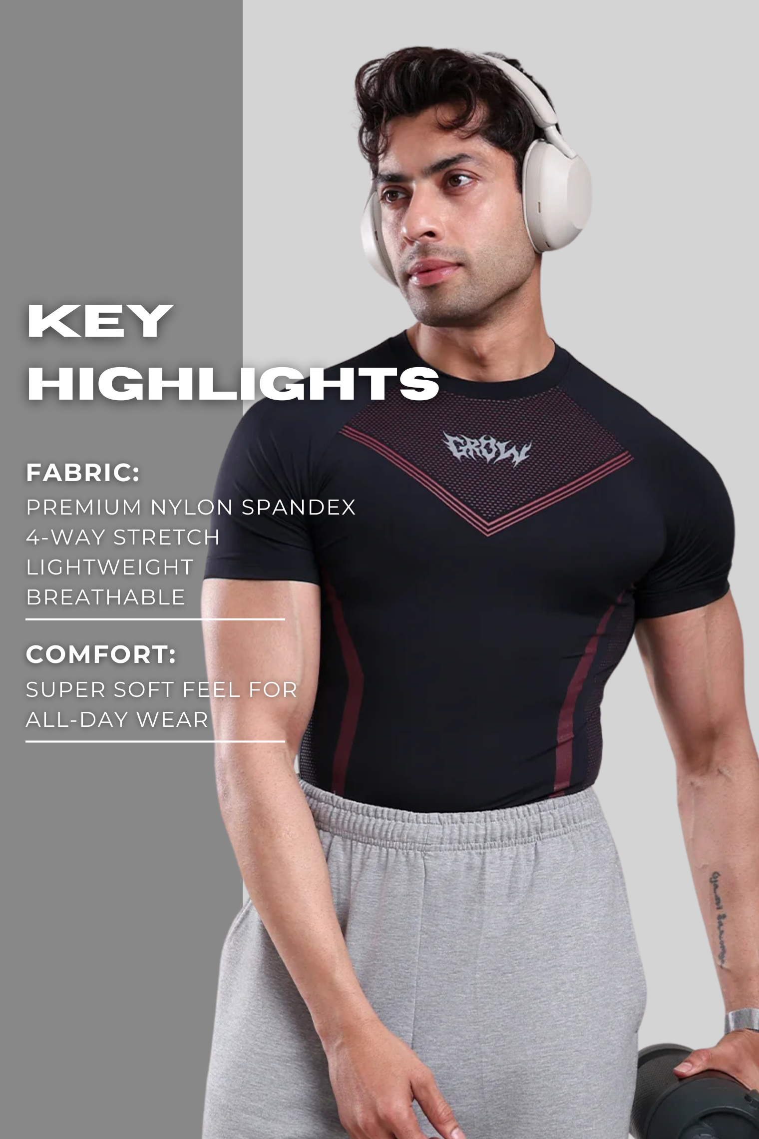 GROW Alpha Compression Black/Maroon