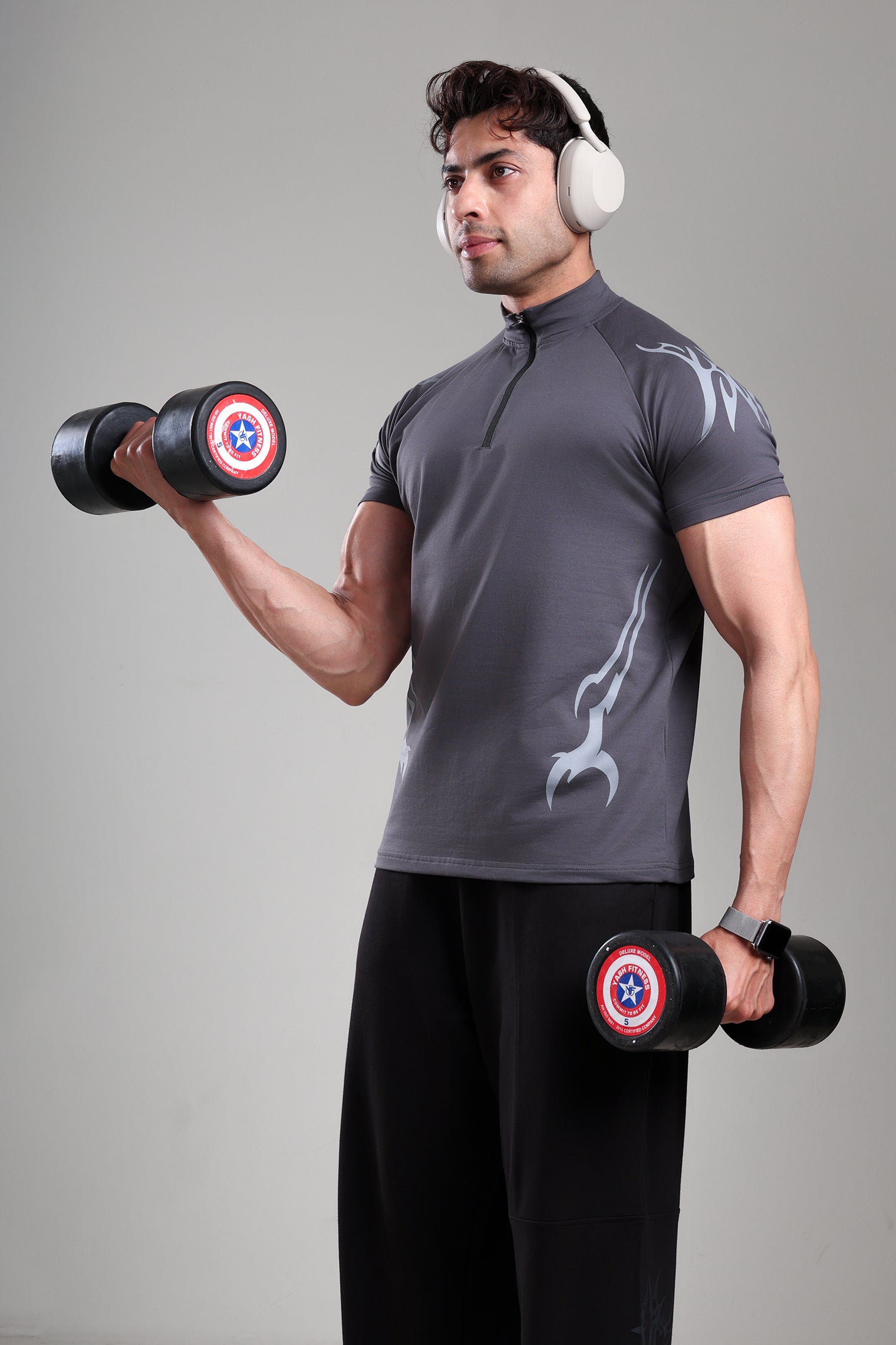 GROW ShadowTribe Zip Tshirt Dark Grey