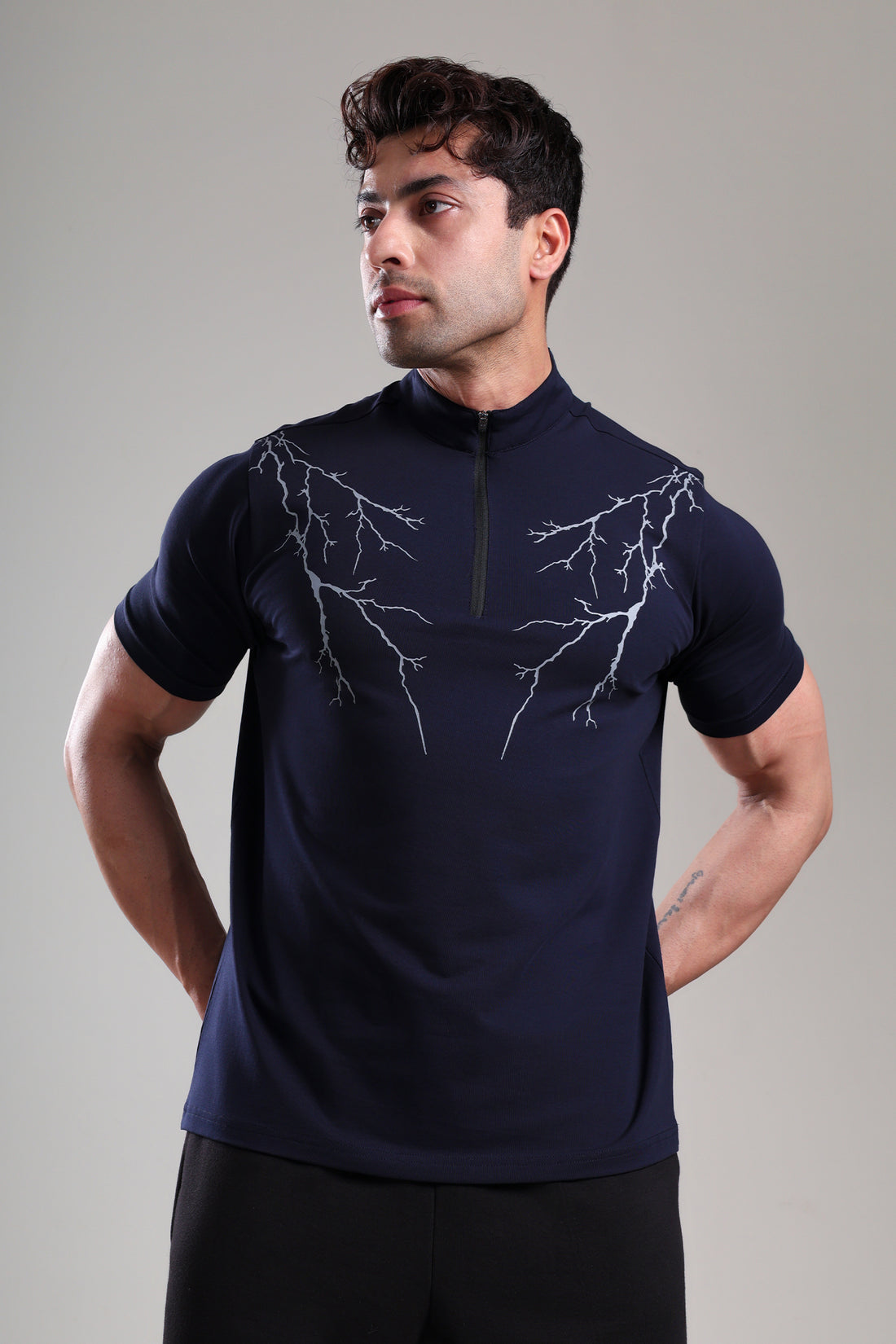 GROW AlphaFlex Quarter Zip Tshirt Navy