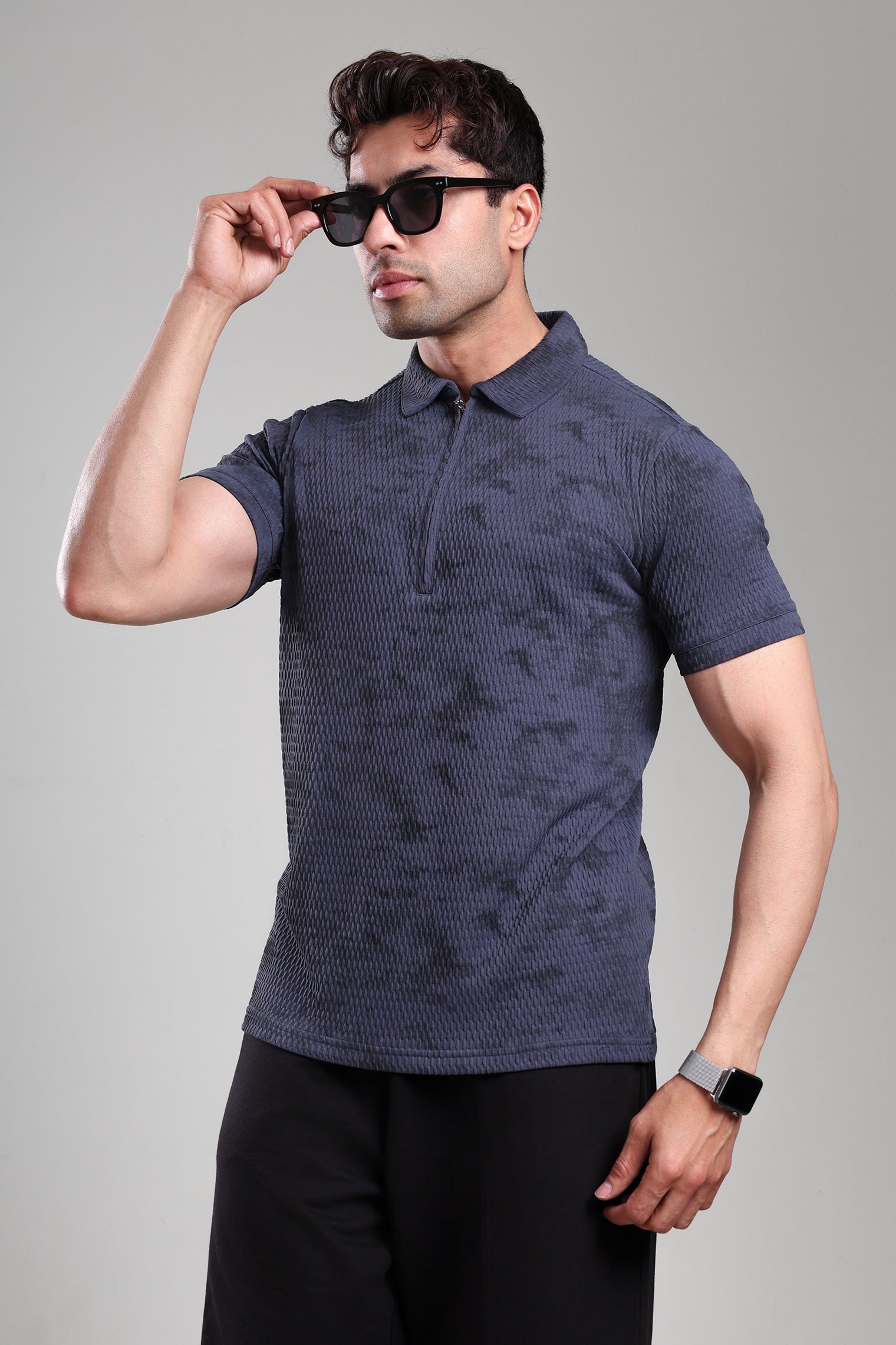 Grow Textured Polo Tee Dark Grey