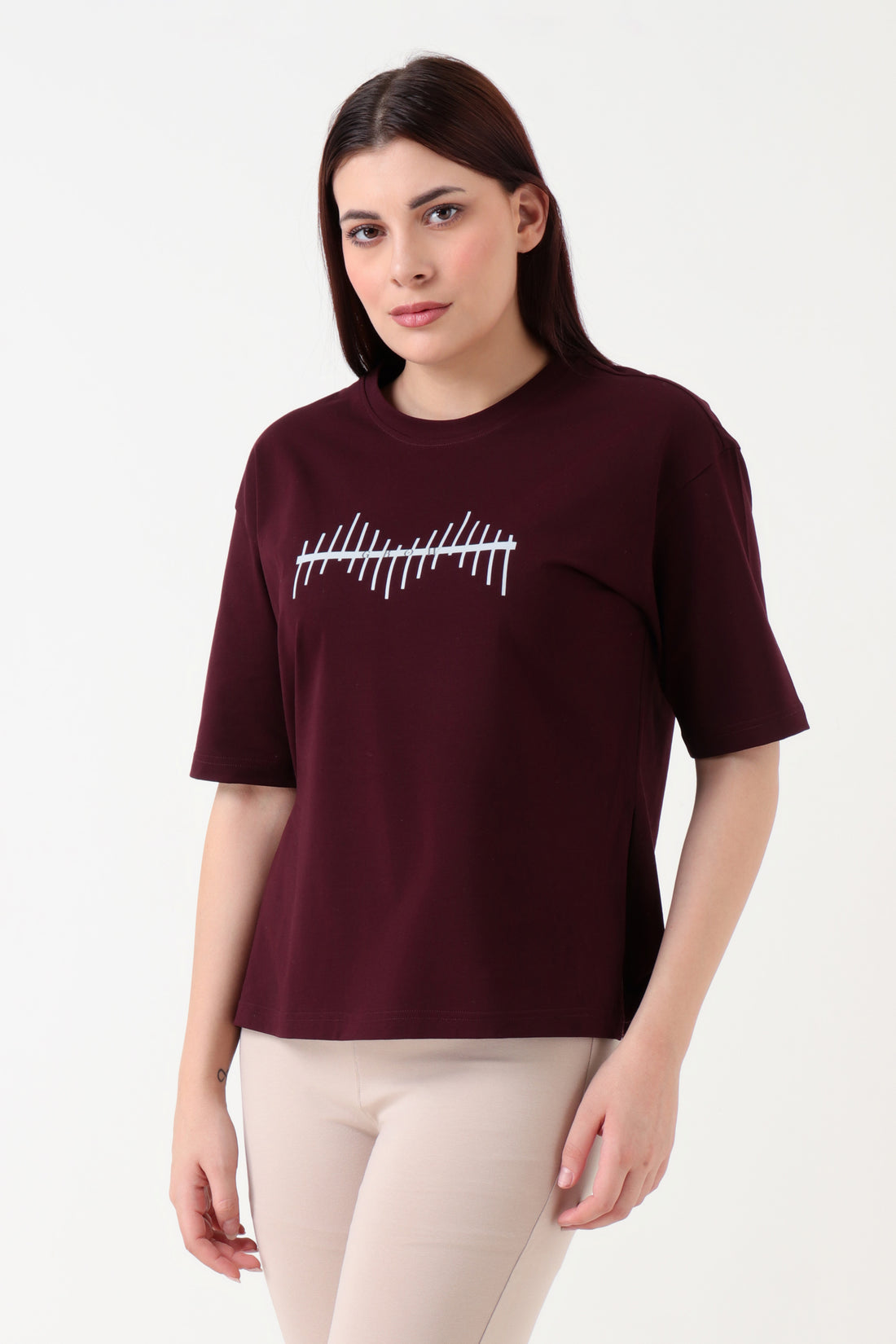 Oversized Slit Tshirt Wine