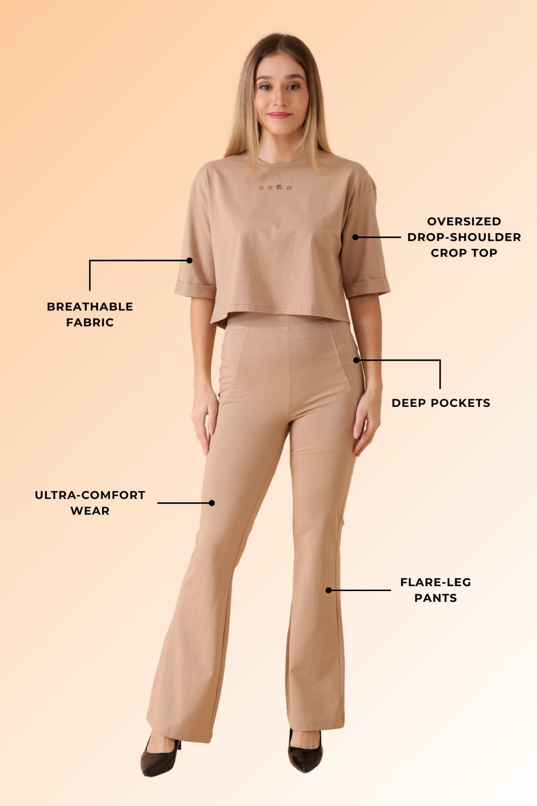 GROW Lounge Luxe Co-ord Set Beige Beauty