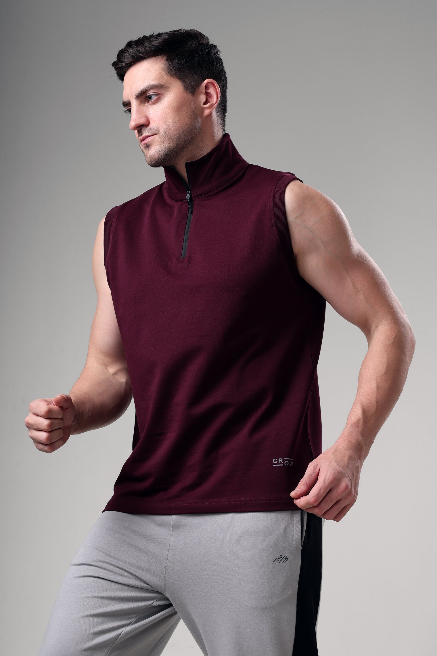 Grow 1/4 Zip Sleeveless Sweater Vest Wine