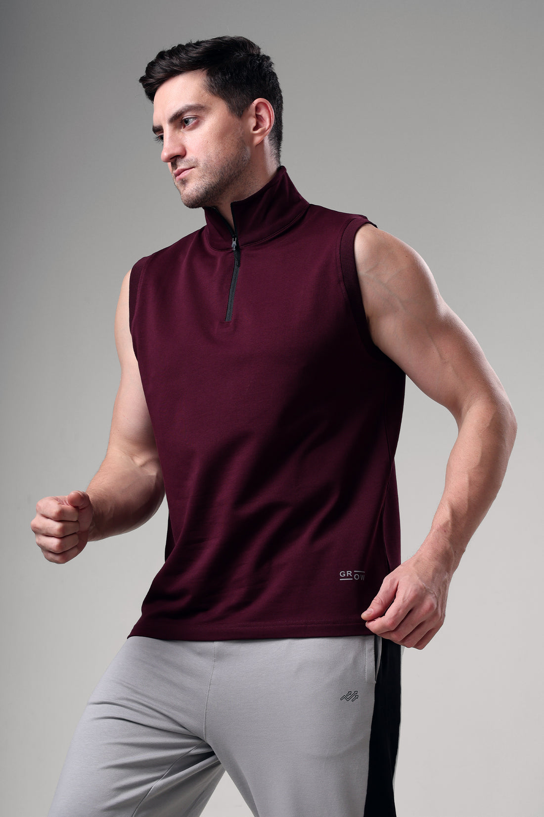 Grow 1/4 Zip Sleeveless Sweater Vest Wine