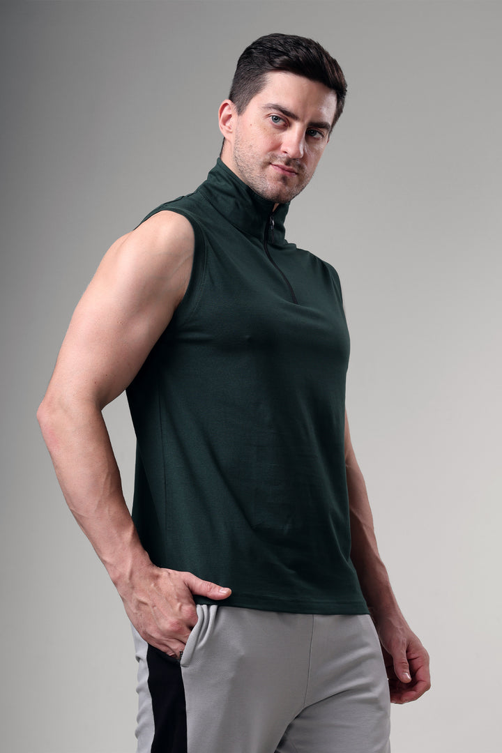 Grow 1/4 Zip Sleeveless Sweater Vest Bottle green