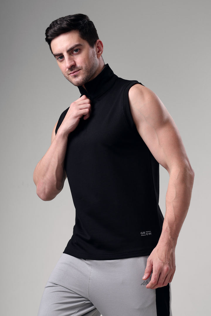 Grow 1/4 Zip Sleeveless Sweater Vest Black