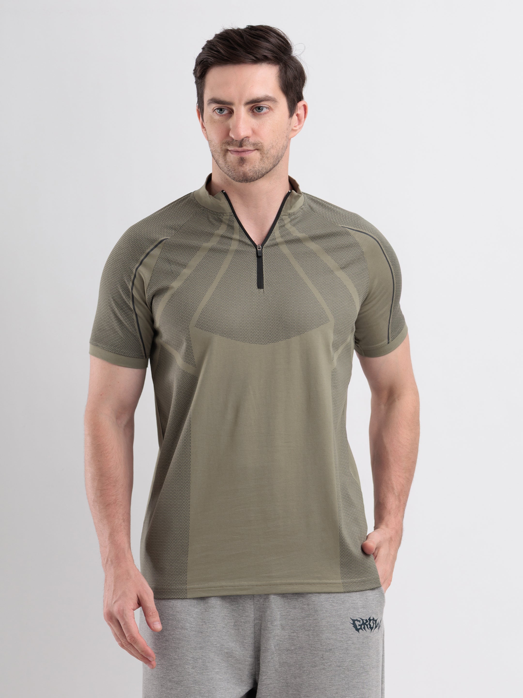 GROW Elevate Quarter Zip Tee Mid Grey