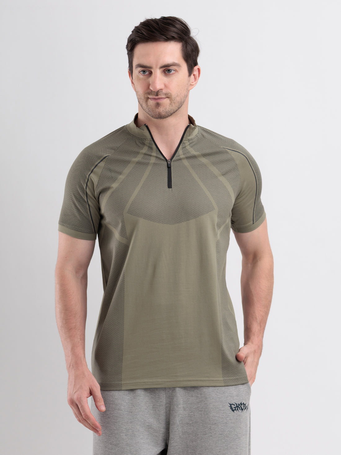 GROW Elevate Quarter Zip Tee Mid Grey