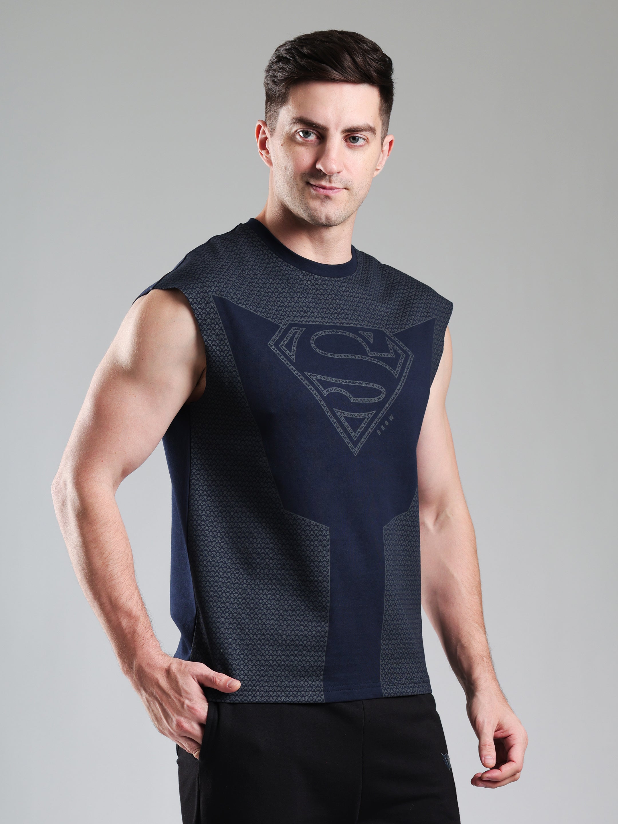 Superman Capsleeves Tee Navy