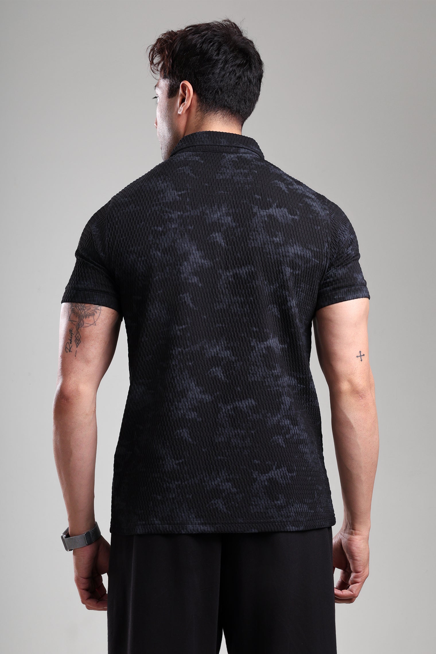 GROW Textured Polo Tee Black