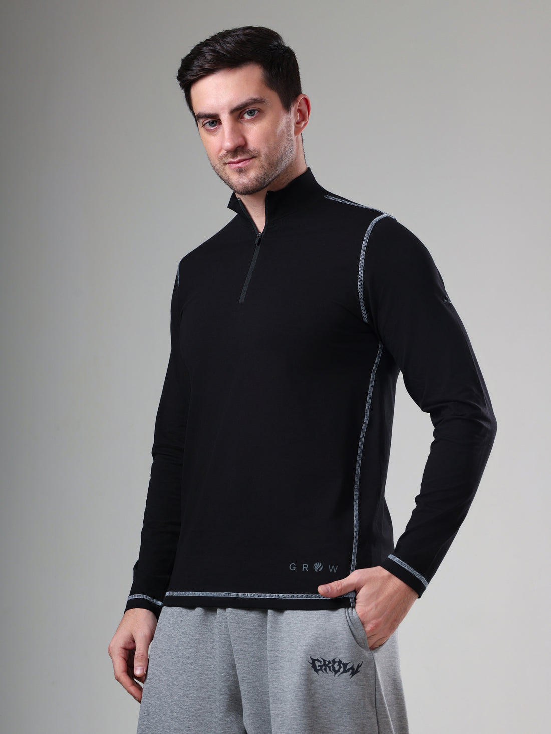 Grow 5T Quarter Zip T-shirt Black/Grey