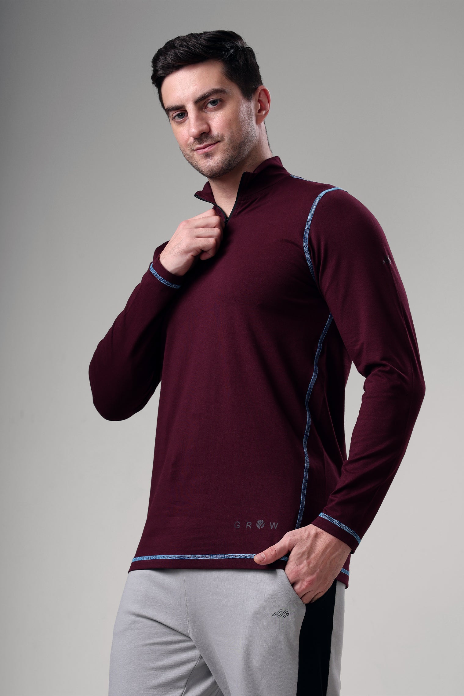Grow 5T Quarter Zip T-shirt Wine