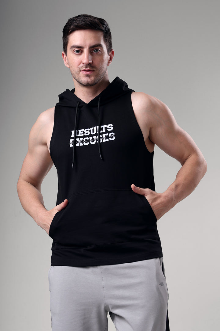 Results Sleeveless Hoodie Black