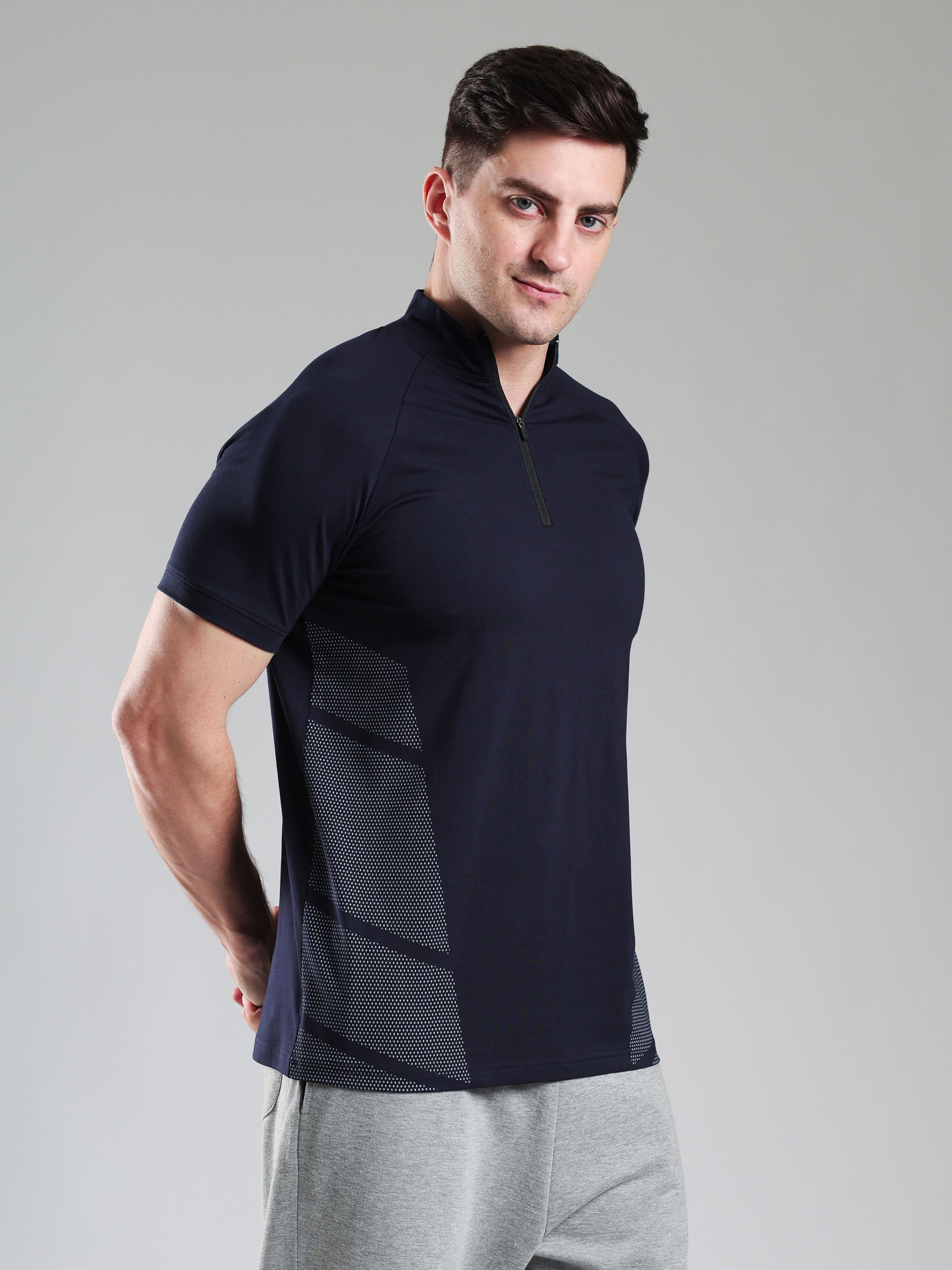 Half Quarter Zip Performance T-Shirt Navy
