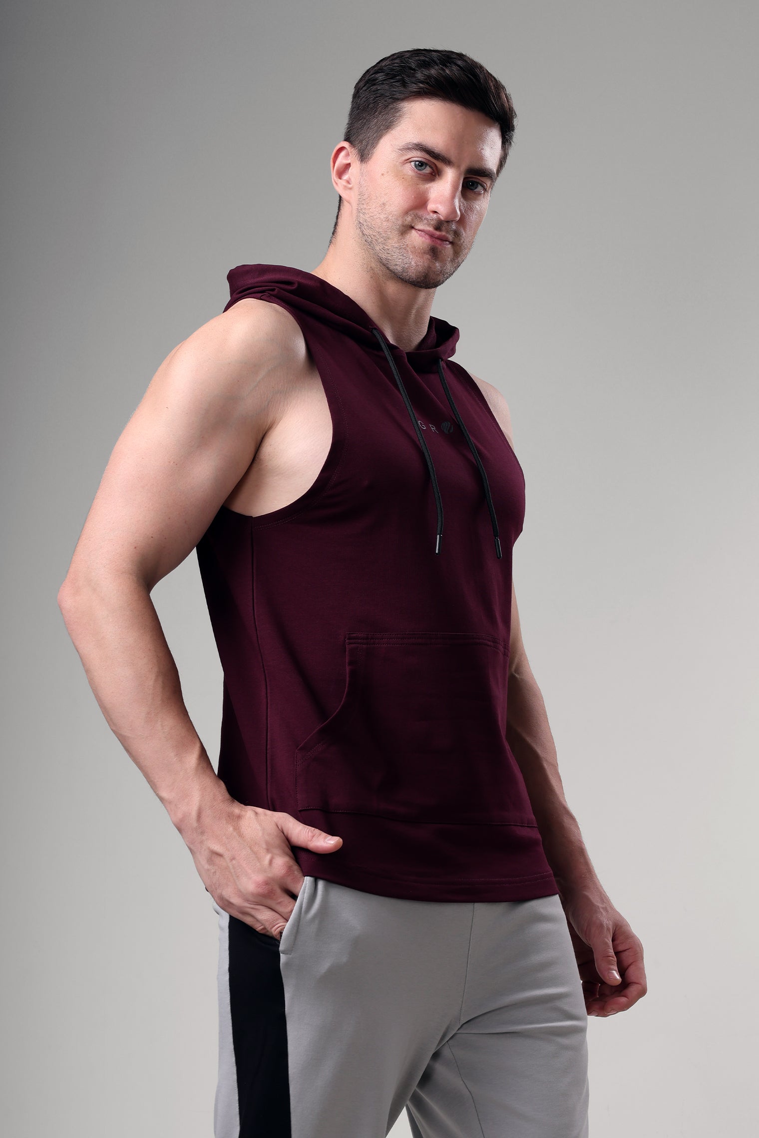 Grow Sleeveless Hoodie Wine
