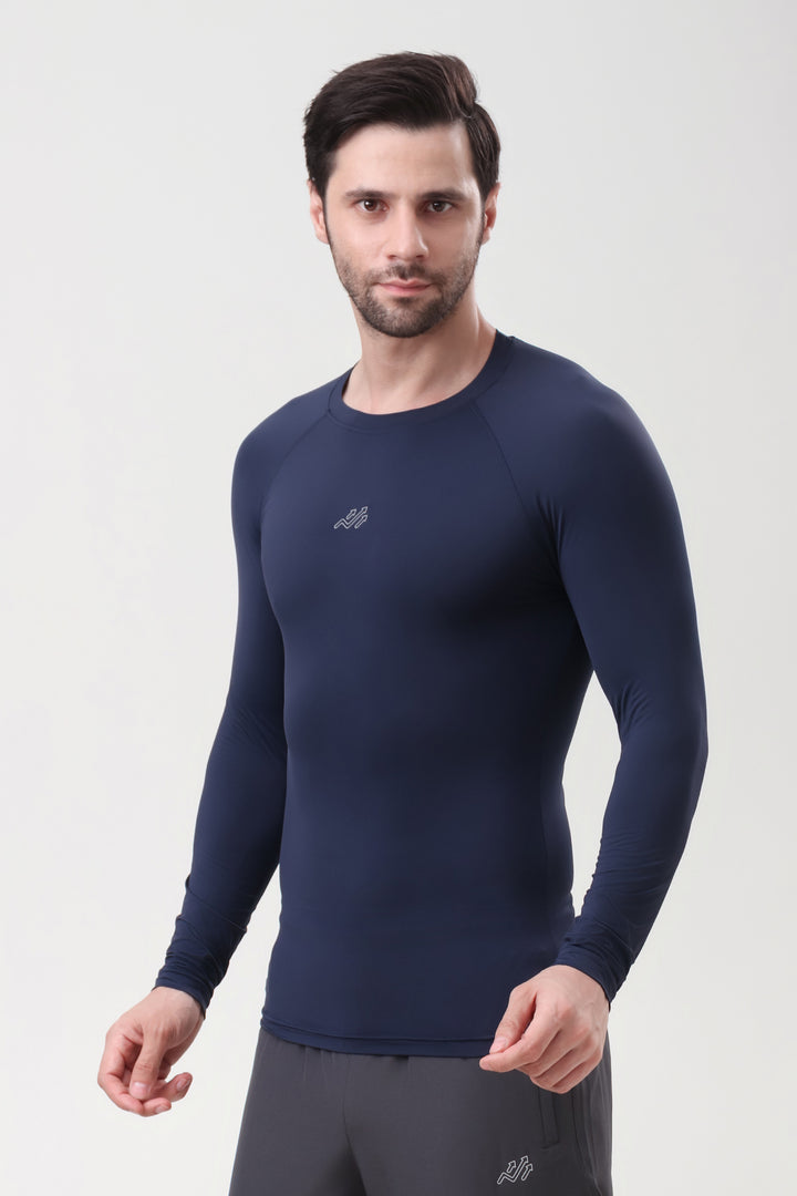 Nylon Compression Fullsleeves T-shirt Navy Blue