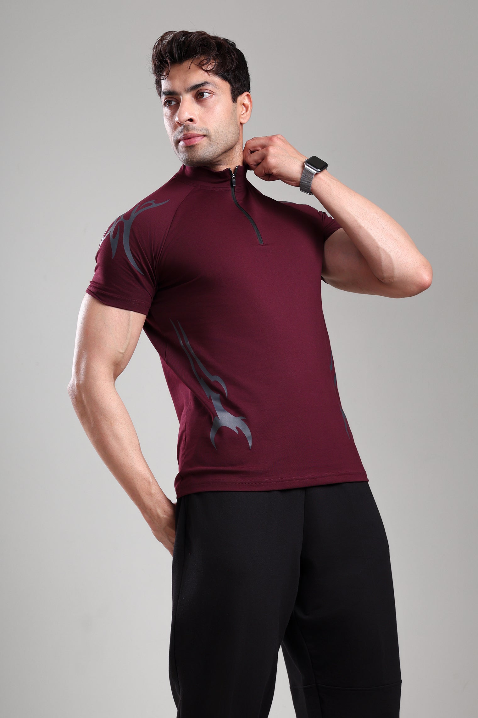 GROW ShadowTribe Zip Tshirt Wine