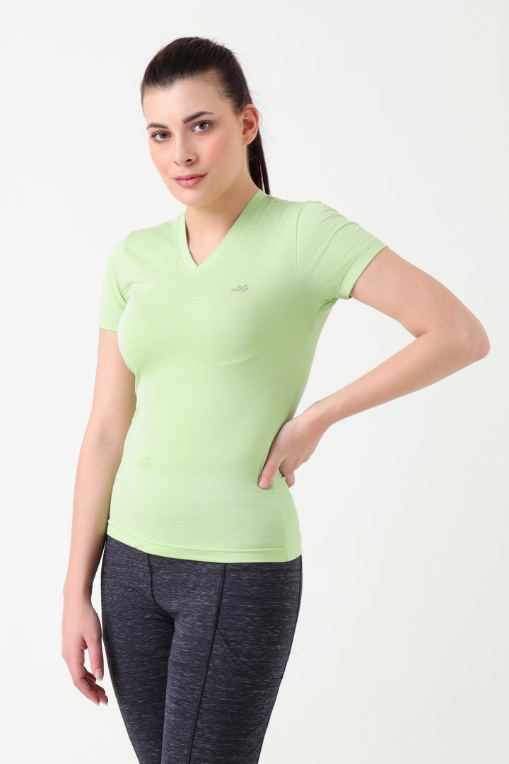 Training Fitted V neck Tshirt Lime