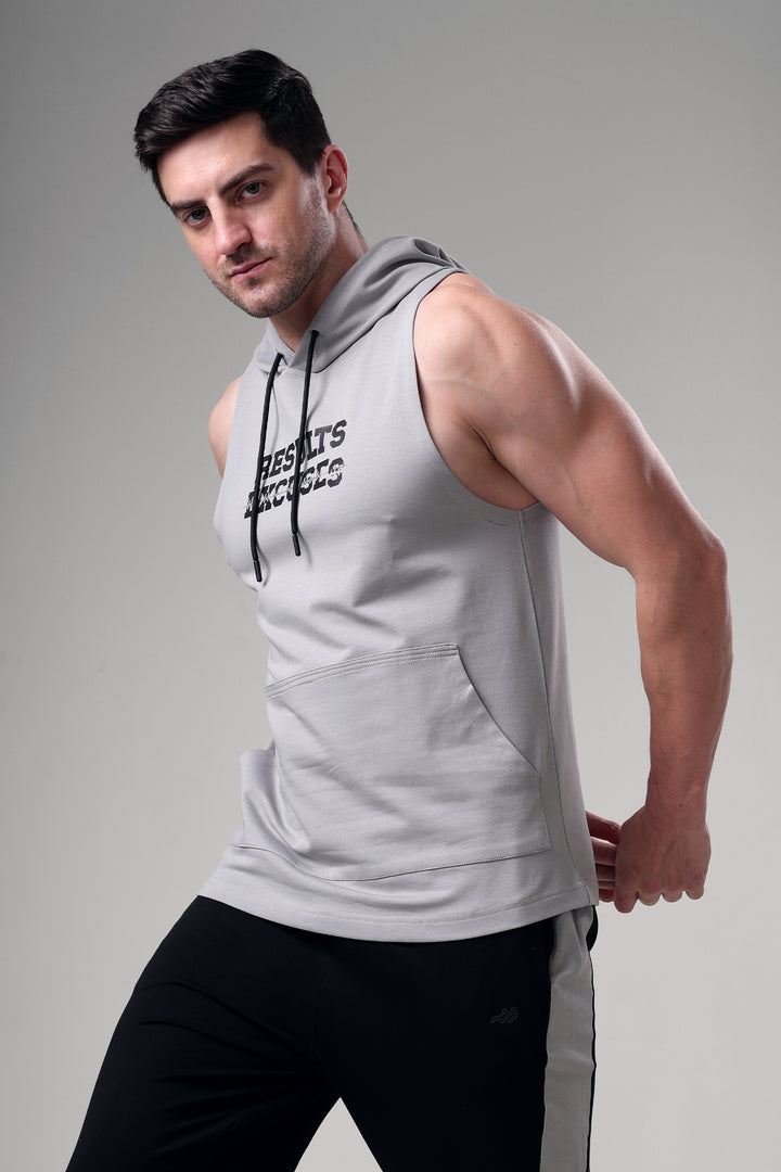 Results Sleeveless Hoodie Light Grey